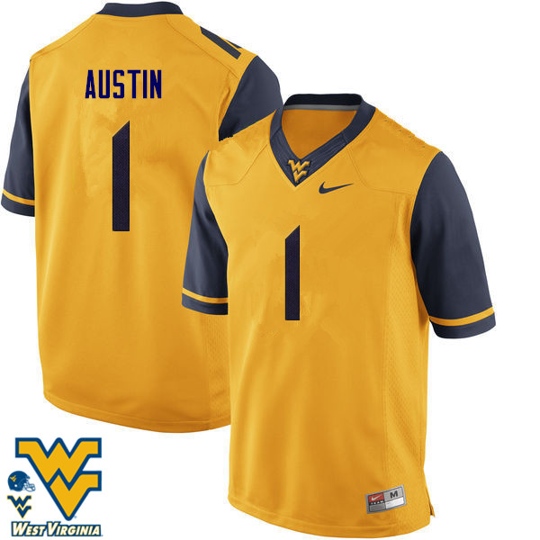 Men #1 Tavon Austin West Virginia Mountaineers College Football Jerseys-Gold